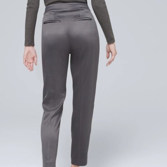 White House Black Market Bow-Belt Satin Tapered Ankle Pants - Picture 4 of 6